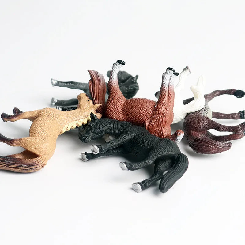6pcs/set Simulation Wild Animal Toy Plastic Action PVC Model Horse Baby Figure Collection Doll Toy for children Educational toys