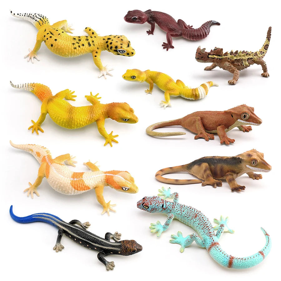 Plastic Reptile Model Figure Leopard Gecko Grass Lizard  Wilde Life Creatures Figurine For Cake Decoration Prank Props Toys