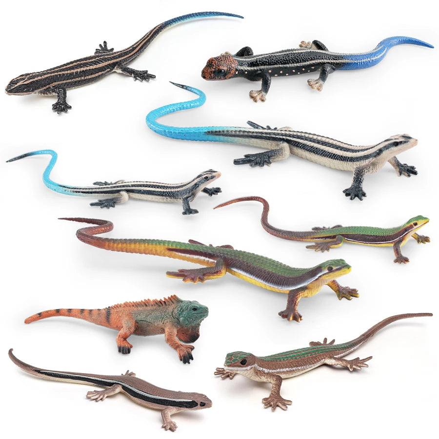 Plastic Reptile Model Figure Leopard Gecko Grass Lizard  Wilde Life Creatures Figurine For Cake Decoration Prank Props Toys