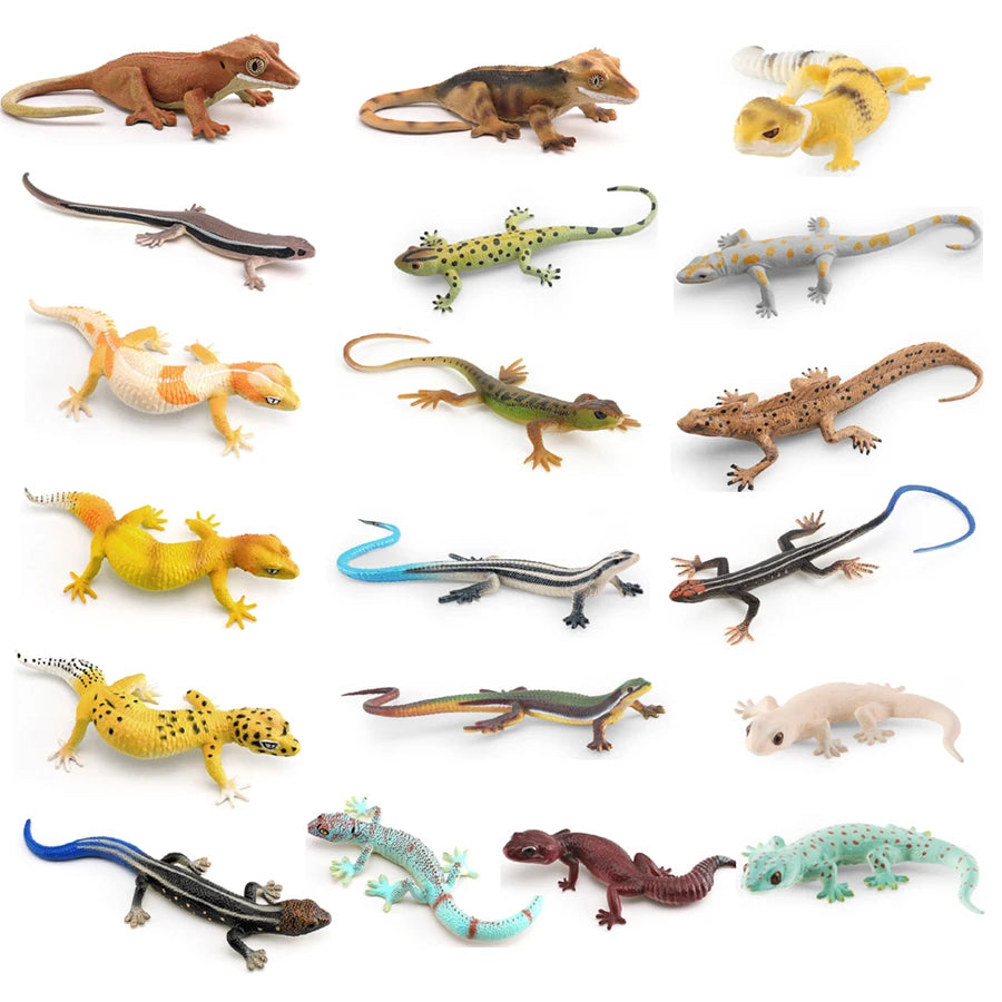 Plastic Reptile Model Figure Leopard Gecko Grass Lizard  Wilde Life Creatures Figurine For Cake Decoration Prank Props Toys