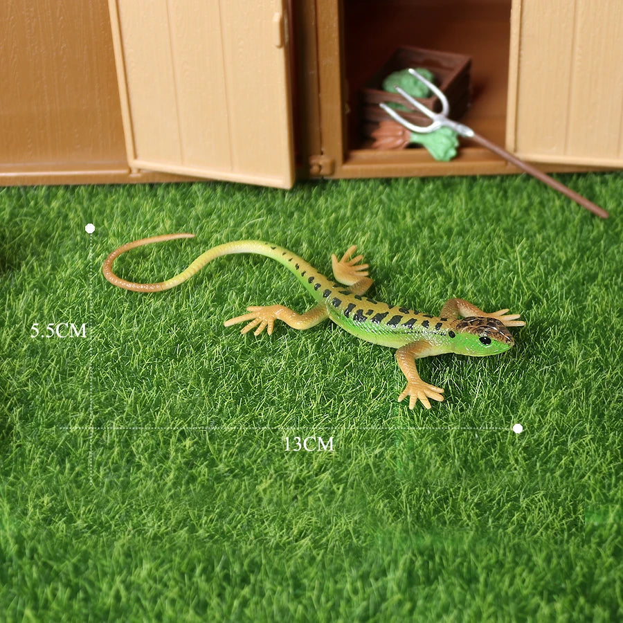 Plastic Reptile Model Figure Leopard Gecko Grass Lizard  Wilde Life Creatures Figurine For Cake Decoration Prank Props Toys