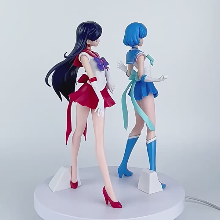 Sailor Moon Anime Figure Hino Rei Mizuno Ami Sailor Mars Mercury Decor Ornaments Pvc Action Figurine Collectible Model Toy Gift